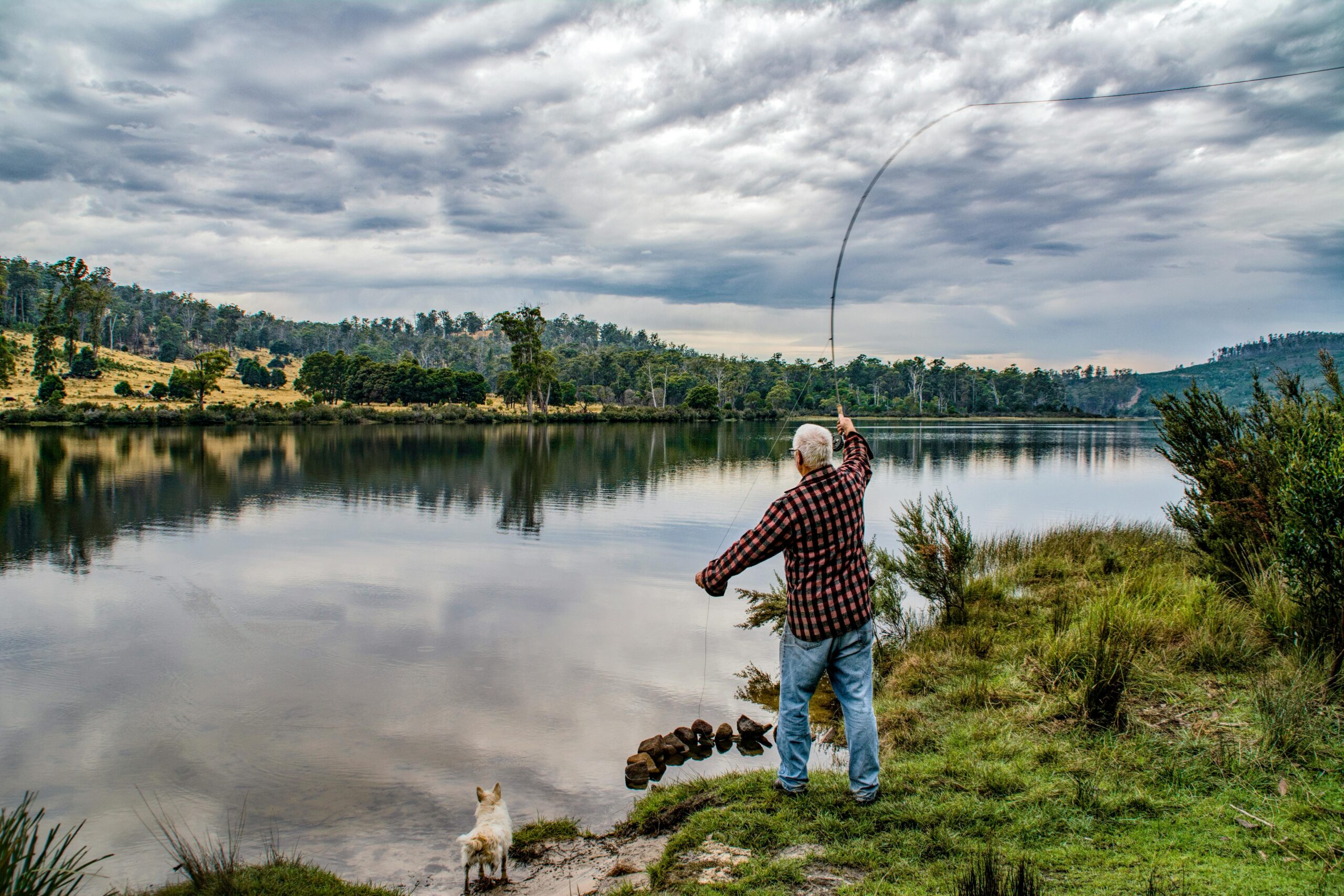 man fishing, tasmania